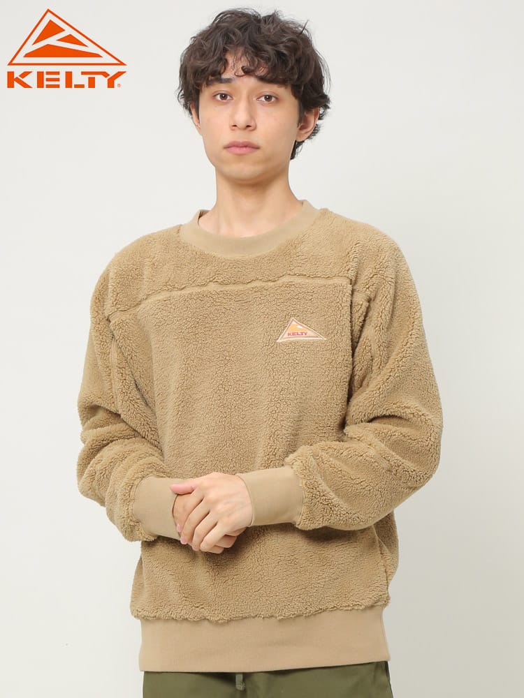 KELTY (ケルティ) 胸ロゴ クルーネック ボアフリース トレーナー