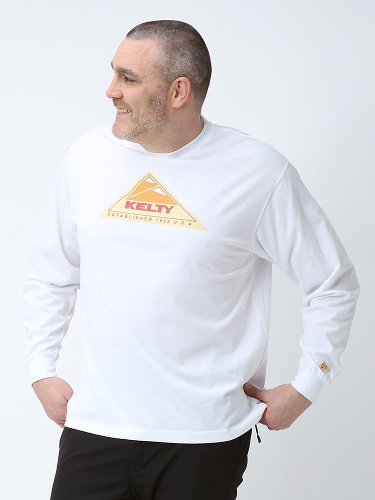 大きいサイズ メンズ KELTY (ケルティ) ヴィンテージロゴ クルーネック 長袖 Tシャツ
