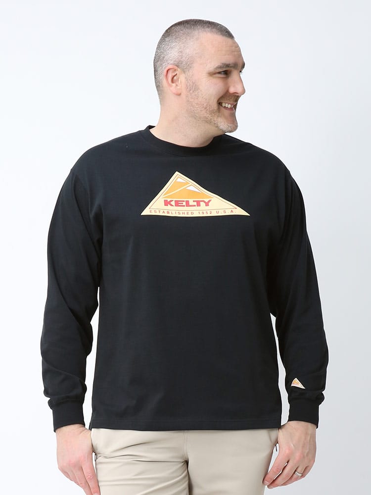 大きいサイズ メンズ KELTY (ケルティ) ヴィンテージロゴ クルーネック 長袖 Tシャツ