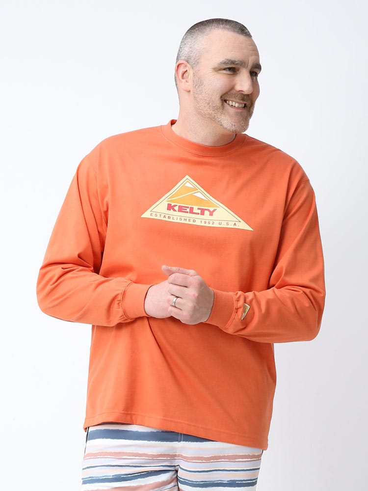 大きいサイズ メンズ KELTY (ケルティ) ヴィンテージロゴ クルーネック 長袖 Tシャツ