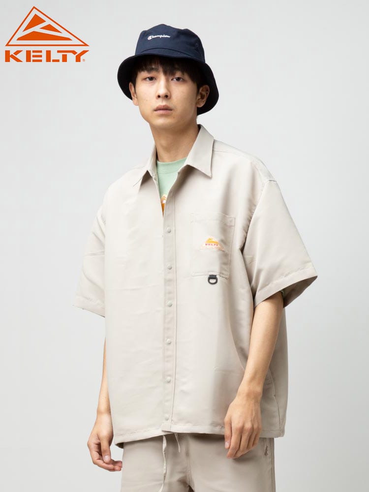 KELTY (ケルティ) 撥水加工 胸ロゴ ポケット 半袖 ユーティリティー シャツ