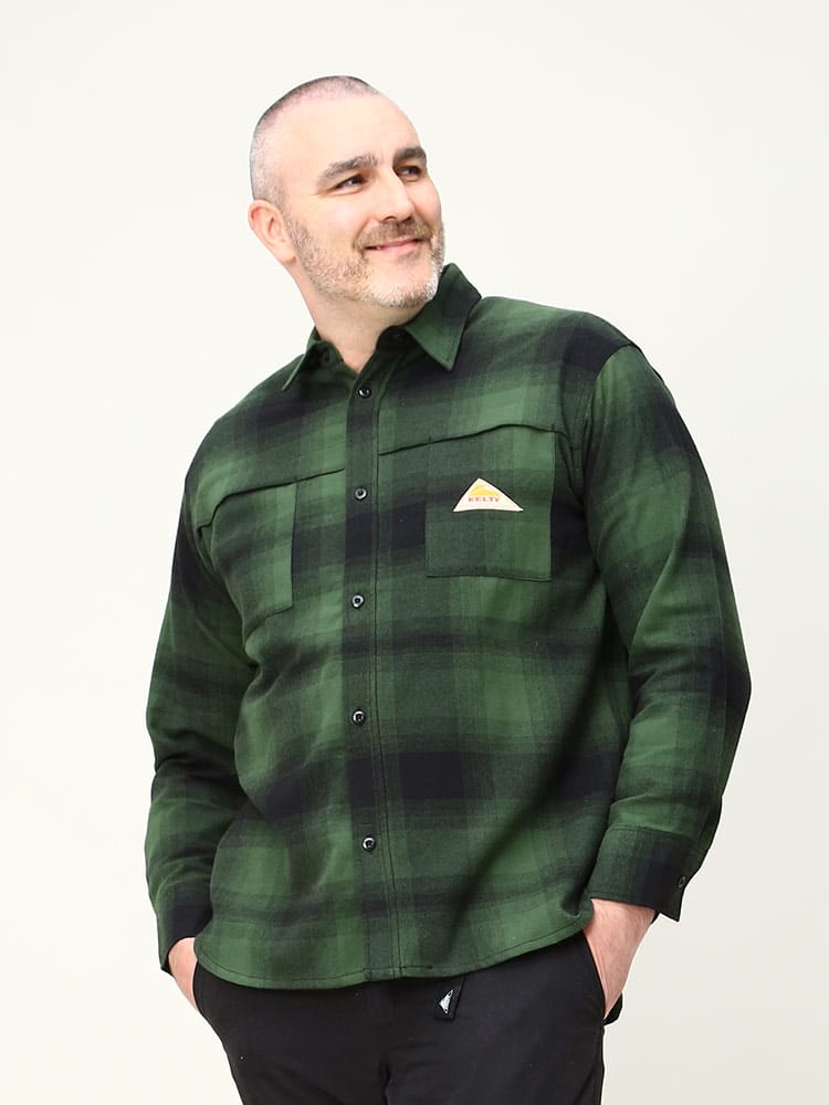 大きいサイズ メンズ KELTY (ケルティ) チェック ポケット フランネル 長袖 シャツ