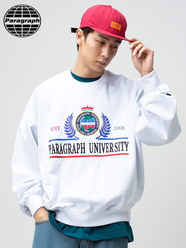 Paragraph (パラグラフ) フロント刺繍 クルーネック スウェット スエット トレーナー Laurel Embroidery SWT
