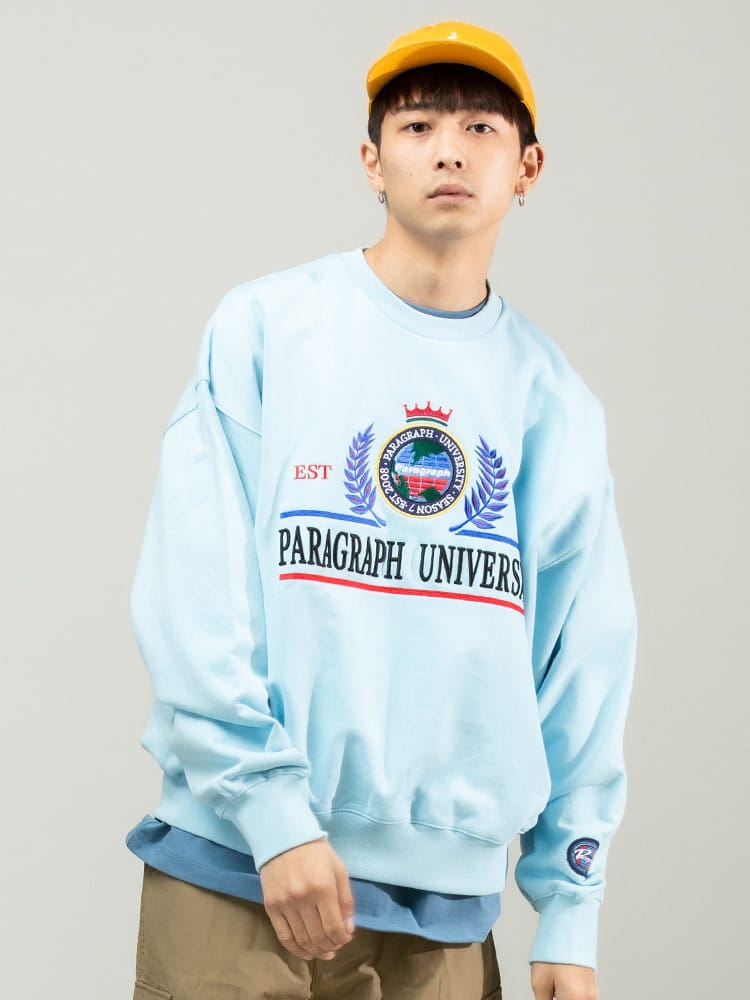 Paragraph (パラグラフ) フロント刺繍 クルーネック スウェット スエット トレーナー Laurel Embroidery SWT