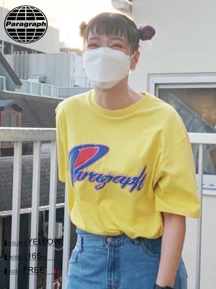 Paragraph (パラグラフ) フロントプリント クルーネック 半袖 Tシャツ Red Stroke TEE