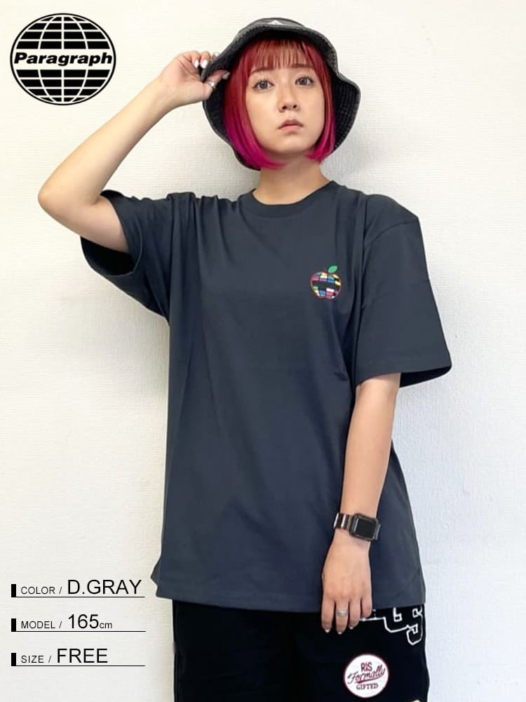 Paragraph (パラグラフ) バックプリント クルーネック 半袖 Tシャツ APPLE T-SHIRT