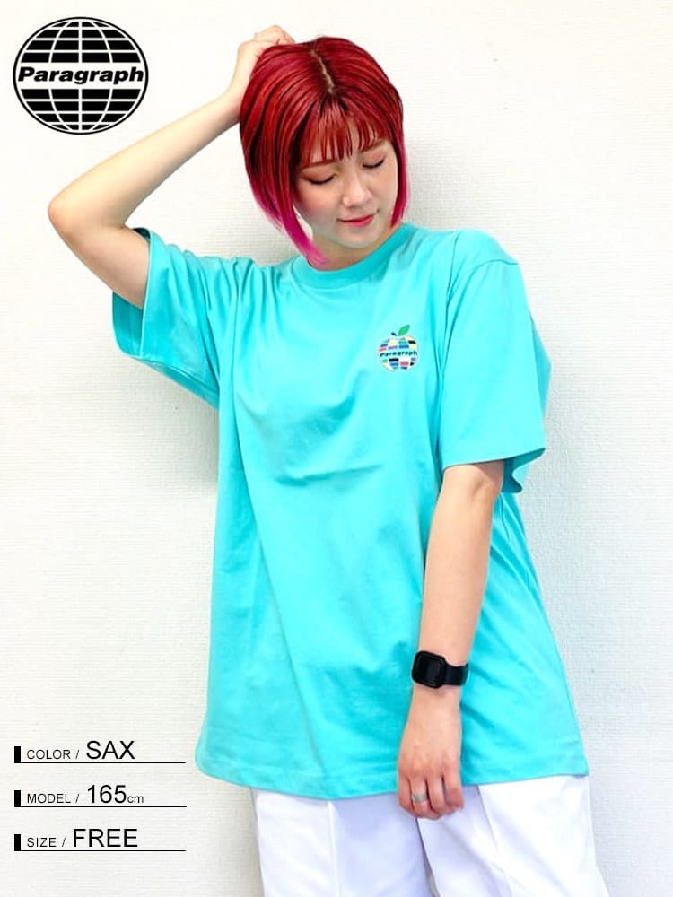 Paragraph (パラグラフ) バックプリント クルーネック 半袖 Tシャツ APPLE T-SHIRT