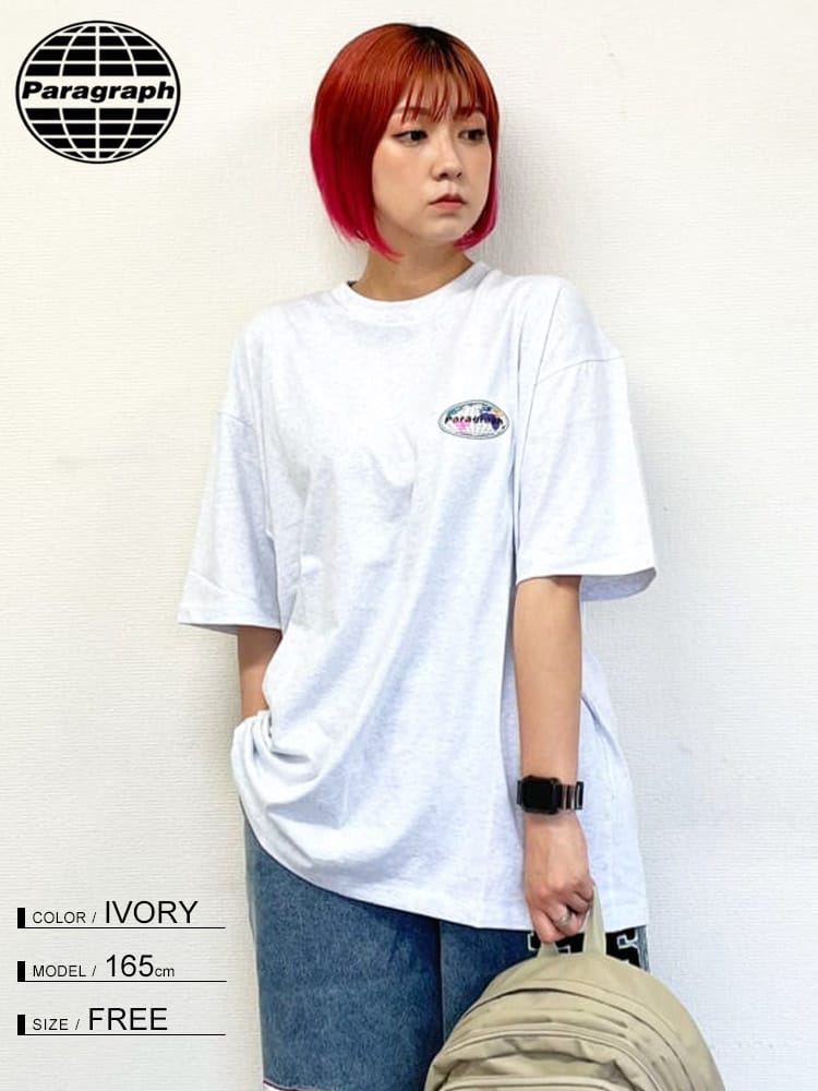 Paragraph (パラグラフ) バックプリント クルーネック 半袖 Tシャツ Rope Form Printing T-shirt