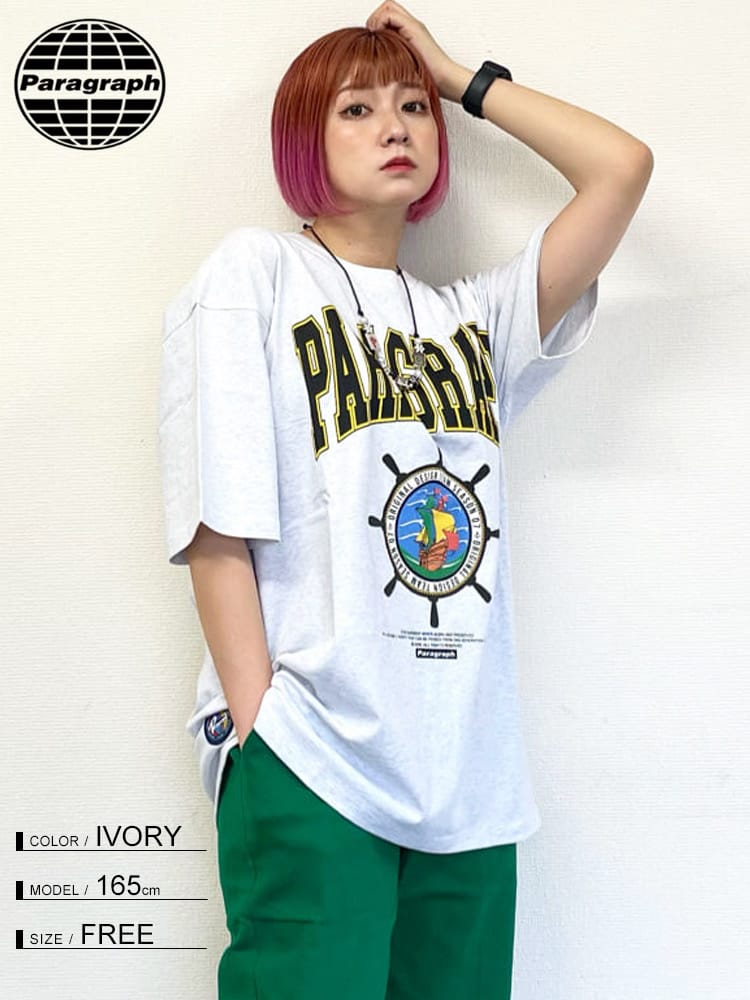 Paragraph (パラグラフ) ロゴプリント クルーネック 半袖 Tシャツ CRUISE T-SHIRT