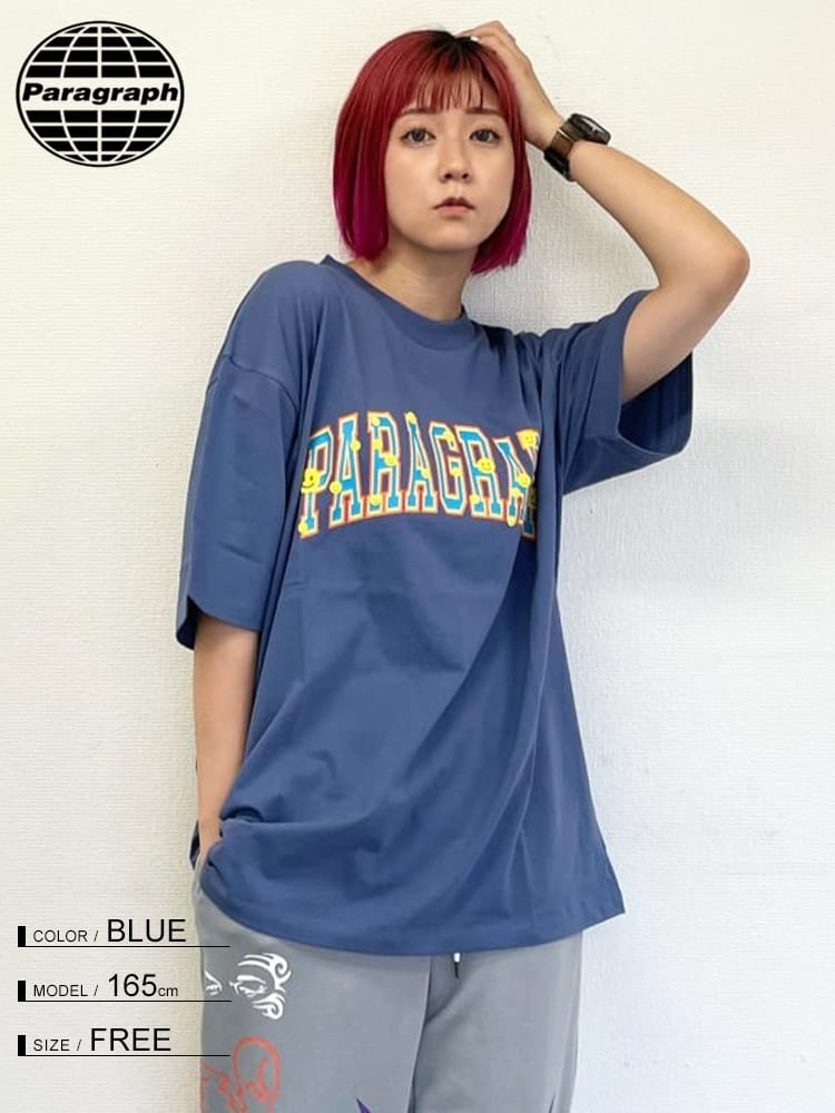 Paragraph (パラグラフ) ロゴプリント クルーネック 半袖 Tシャツ MULTI SMILE T-SHIRT