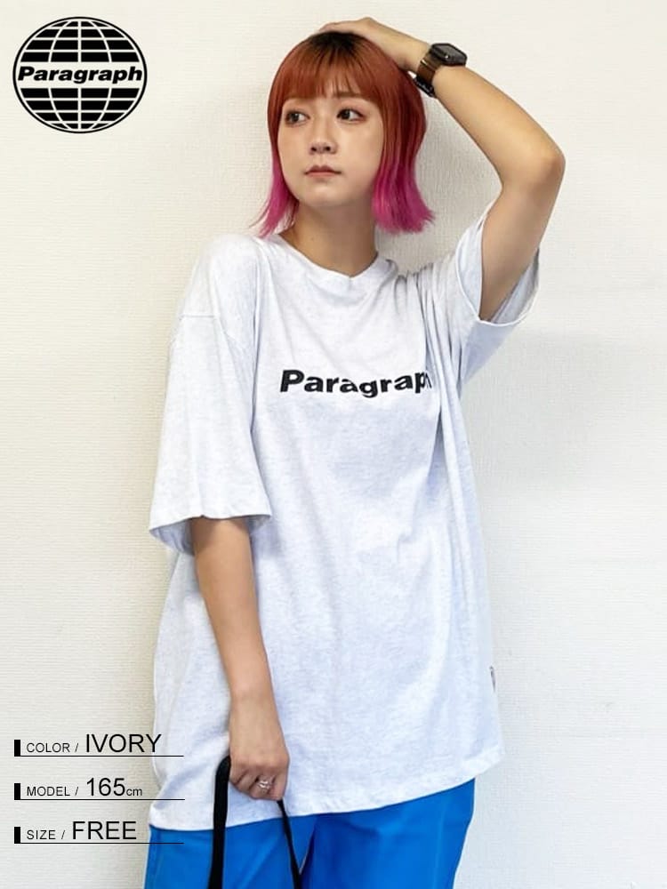 Paragraph (パラグラフ) バックデザイン クルーネック 半袖 Tシャツ NEON T-SHIRT