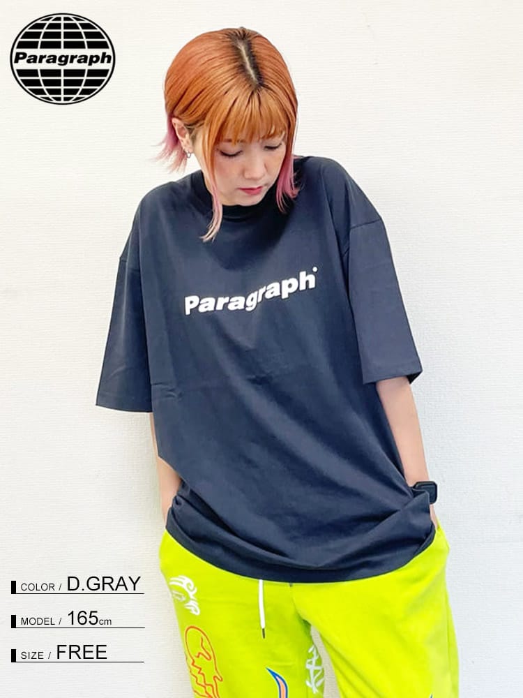 Paragraph (パラグラフ) バックデザイン クルーネック 半袖 Tシャツ NEON T-SHIRT
