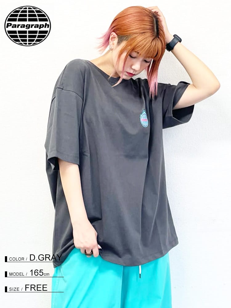 Paragraph (パラグラフ) バックデザイン クルーネック 半袖 Tシャツ Fire Back Print TEE