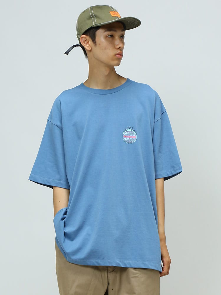 Paragraph (パラグラフ) バックデザイン クルーネック 半袖 Tシャツ Fire Back Print TEE