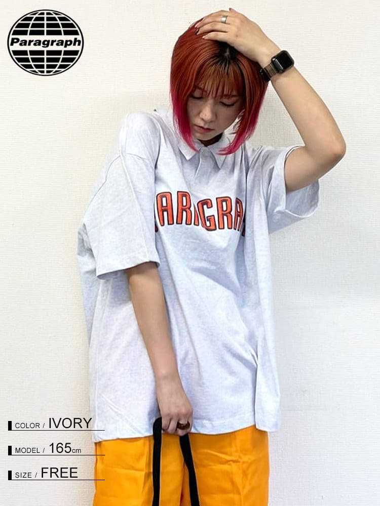 Paragraph (パラグラフ) ロゴプリント 半袖 ポロシャツ Knit Polo