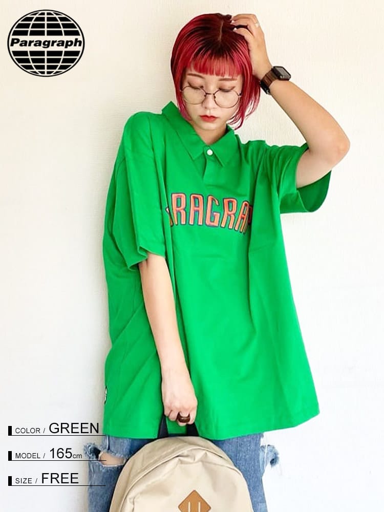 Paragraph (パラグラフ) ロゴプリント 半袖 ポロシャツ Knit Polo