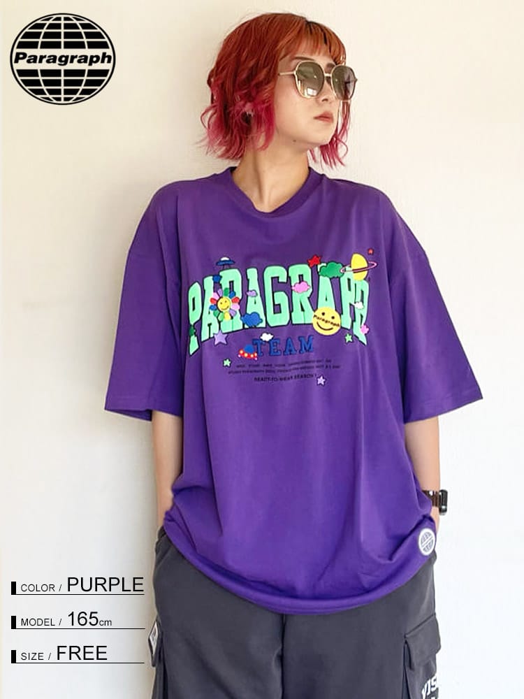 Paragraph (パラグラフ) ロゴプリント クルーネック 半袖 Tシャツ 