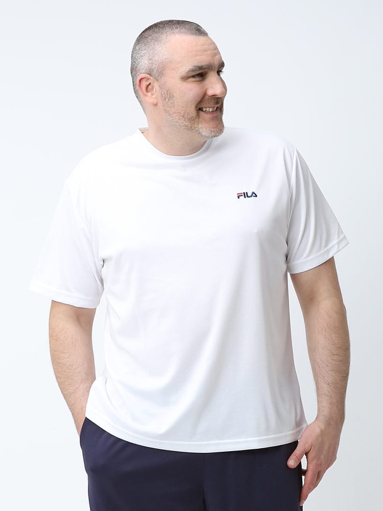 大きいサイズ メンズ FILA (フィラ) 潤COOL 保湿冷感 UVカット ストレッチ メッシュ クルーネック 半袖 Tシャツ
