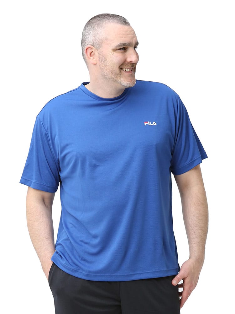 大きいサイズ メンズ FILA (フィラ) 潤COOL 保湿冷感 UVカット ストレッチ メッシュ クルーネック 半袖 Tシャツ