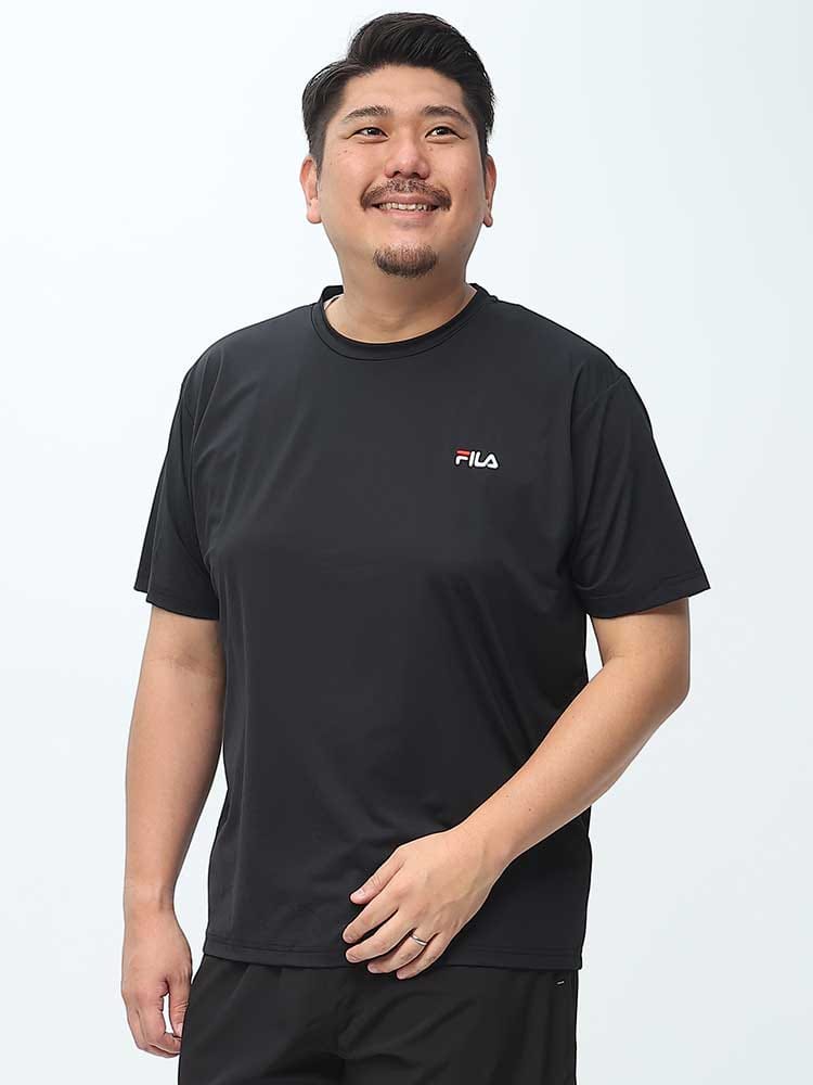 ストレッチ 接触冷感 UVケア 胸ロゴ クルーネック 半袖 Tシャツ (FILA) フィラ 大きいサイズ メンズ 