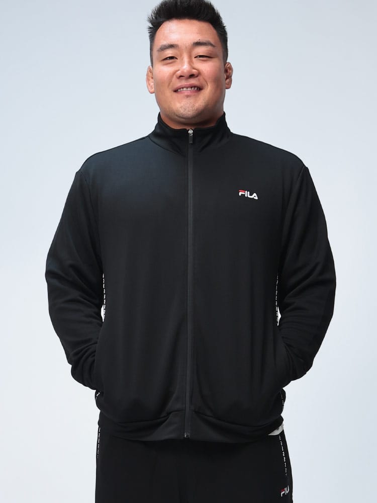 トラックジャケット UVケア ラインロゴ ブリスター アウター ジャージ スタンド スポーツ 大きいサイズ メンズ