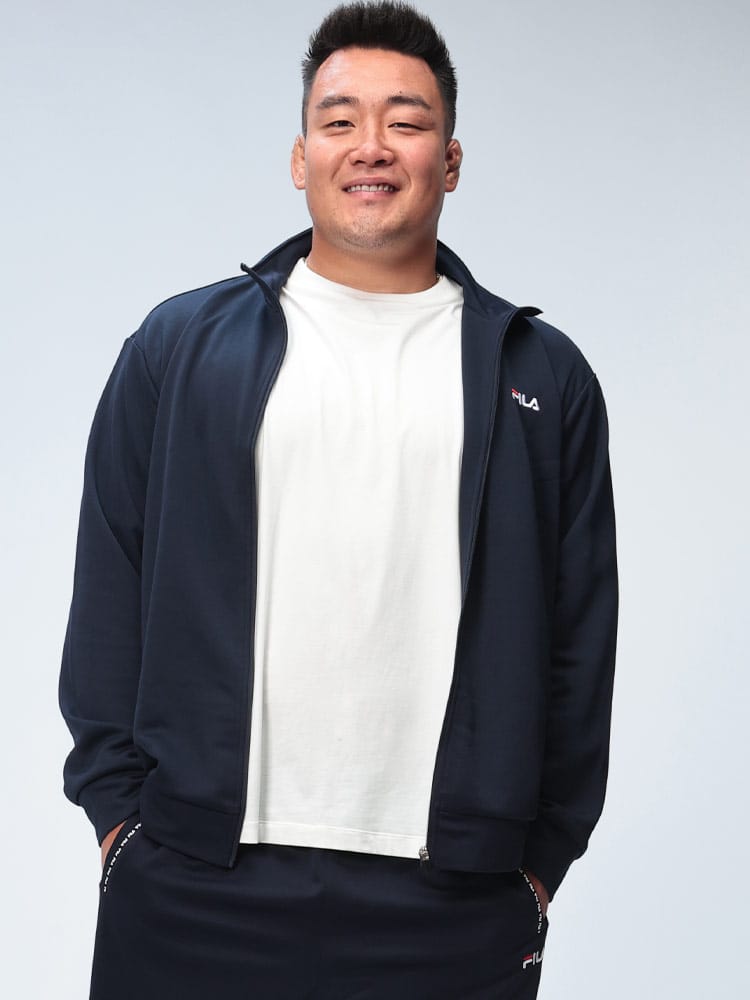 トラックジャケット UVケア ラインロゴ ブリスター アウター ジャージ スタンド スポーツ 大きいサイズ メンズ