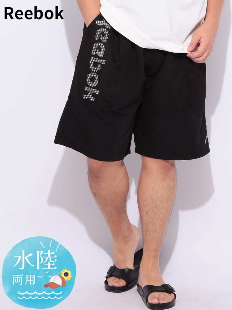 ウエストゴム メッシュライナー付  メッシュ切り替え スイムボード ショートパンツ 水着 大きいサイズ メンズ