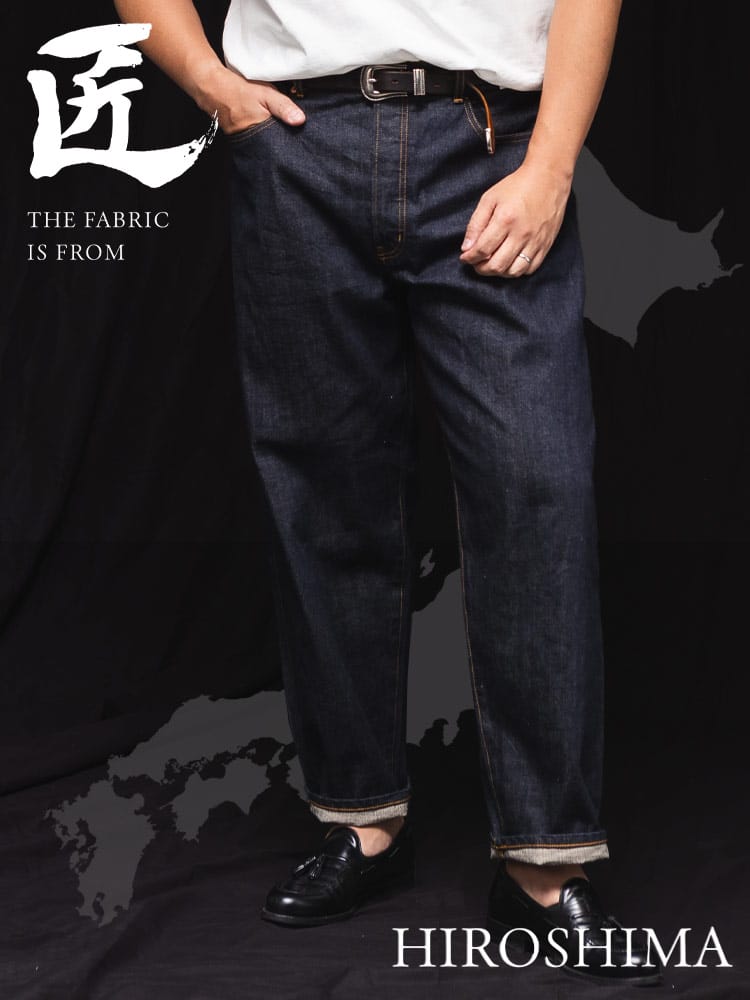 デニムパンツ ジーンズ 匠-TAKUMI- DOCTOR DENIM HONZAWA×KAIHARA DENIM ボタンフライ 5P ボトムス カイハラデニム コラボ 大きいサイズ メンズ