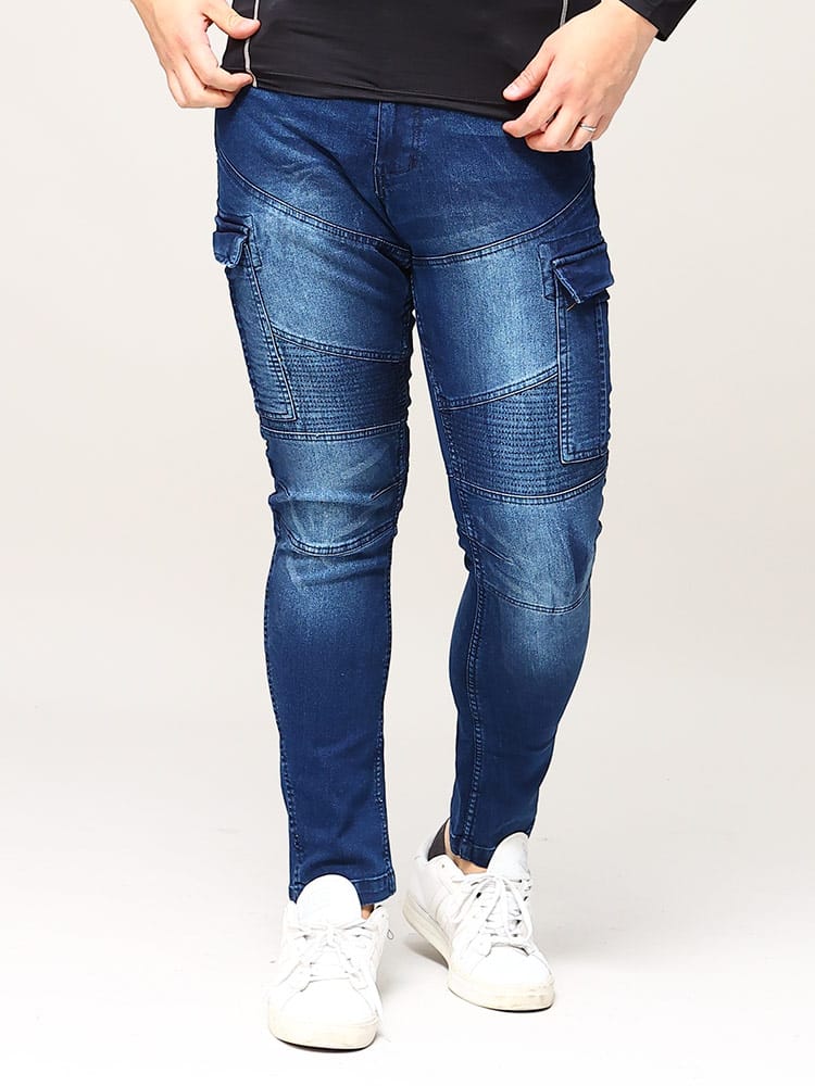 大きいサイズ メンズ GLADIATOR (グラディエーター) デニム ストレッチ ジップフライ カーゴパンツ 作業服 作業着 作業ズボン ワークウェア