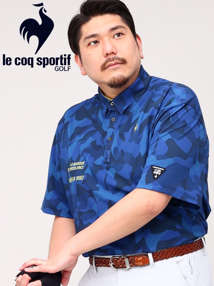 大きいサイズ メンズ le coq sportif (ルコックスポルティフ) GOLF 吸汗速乾 ストレッチ ルミエール柄 半袖 ポロシャツ