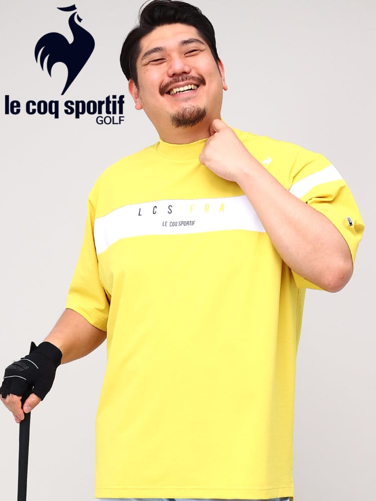 大きいサイズ メンズ le coq sportif (ルコックスポルティフ) GOLF 高速DRY 吸汗速乾 ストレッチ モックネック 半袖 Tシャツ