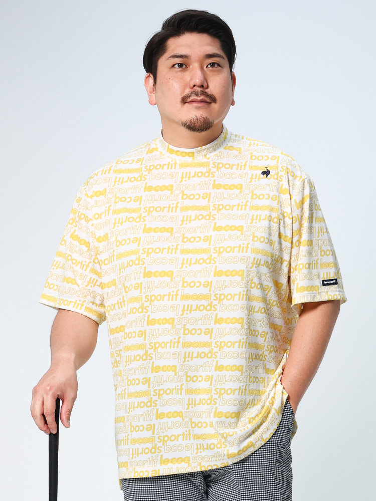 大きいサイズ メンズ LE coq sportif (ルコックスポルティフ) GOLF 吸汗速乾 UVカット モックネック 半袖 Tシャツ トップス Tシャツ/カットソー 新品 イエロー