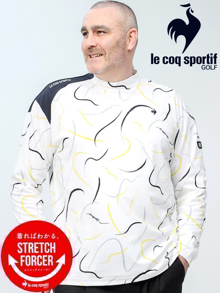 le coq GOLF ストレッチフォーサー 吸汗速乾 UVケア 総柄 長袖 Tシャツ (le coq sportif) ルコックスポルティフ 大きいサイズ メンズ 