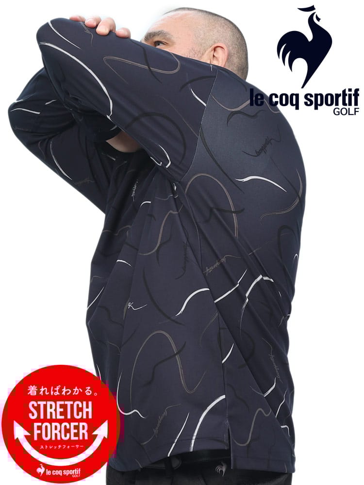 le coq GOLF ストレッチフォーサー 吸汗速乾 UVケア 総柄 長袖 Tシャツ (le coq sportif) ルコックスポルティフ 大きいサイズ メンズ 