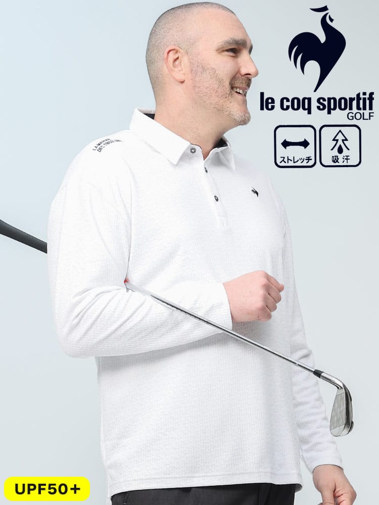 le coq GOLF ストレッチ 吸汗速乾 ジャガード 長袖 ポロシャツ (le coq sportif) ルコックスポルティフ 大きいサイズ メンズ 