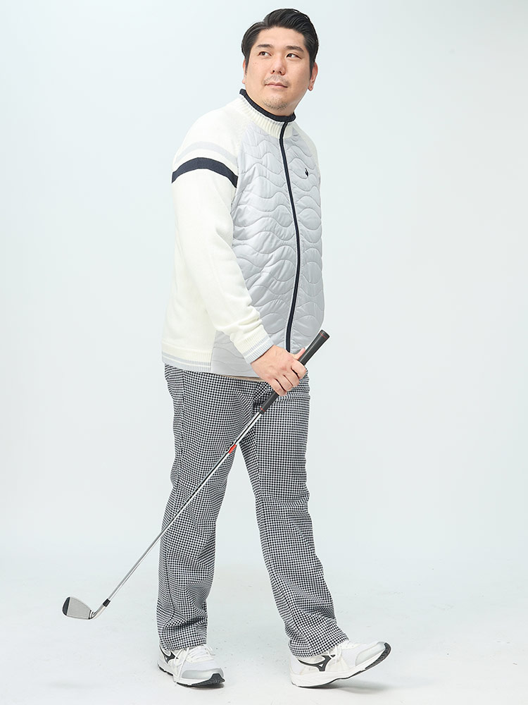 GOLF WARM 裏起毛 ストレッチ 撥水 千鳥柄 ロングパンツ (le coq 