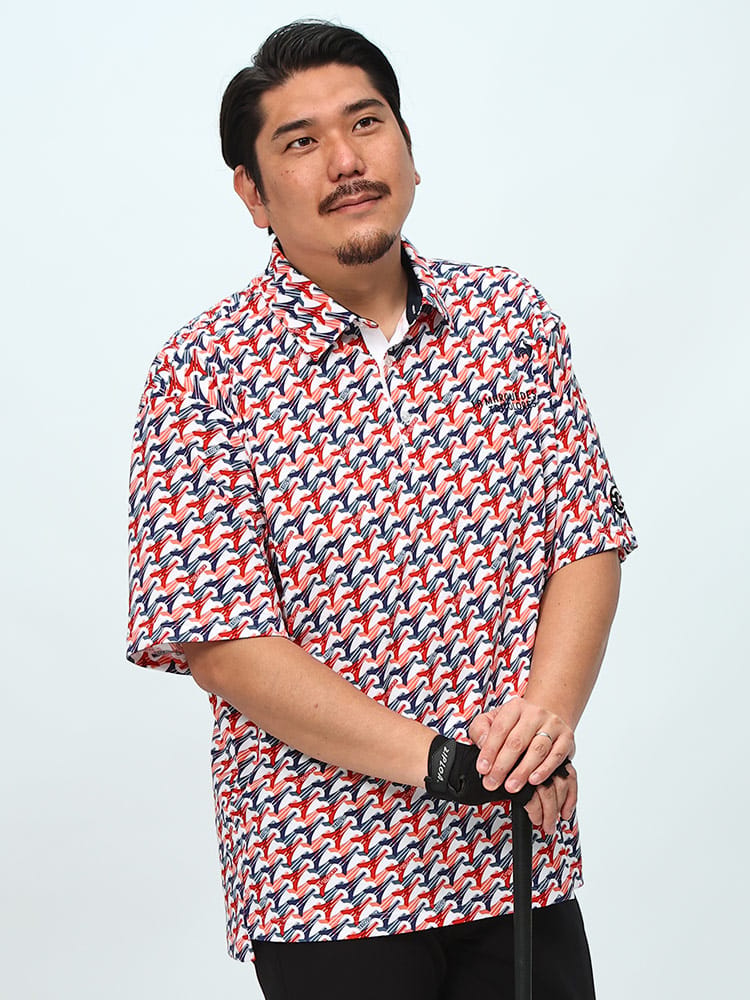 le coq sportif (ルコックスポルティフ) le coq GOLF ゴルフ特化型設計 ストレッチ 吸汗速乾 エッフェル塔柄 半袖 ポロシャツ