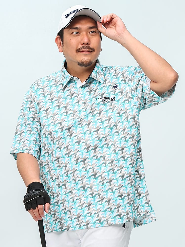 le coq sportif (ルコックスポルティフ) le coq GOLF ゴルフ特化型設計 ストレッチ 吸汗速乾 エッフェル塔柄 半袖 ポロシャツ
