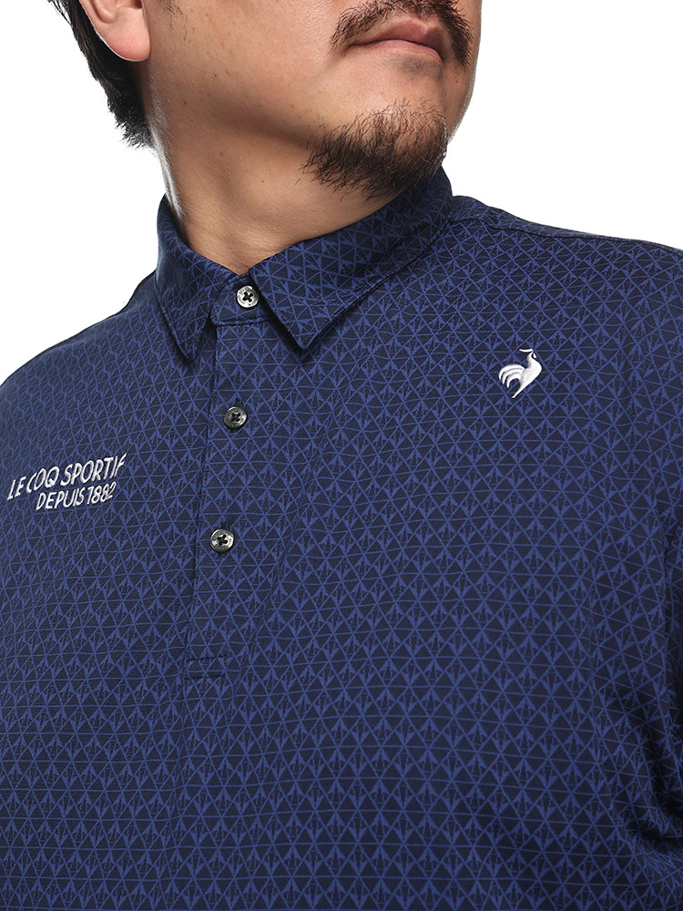 LE coq sportif (ルコックスポルティフ) LE coq GOLF ゴルフ特化型設計 ストレッチ 吸汗速乾 小柄ジャガード 半袖 ポロシャツ トップス 新品 ホワイト メンズ 5L