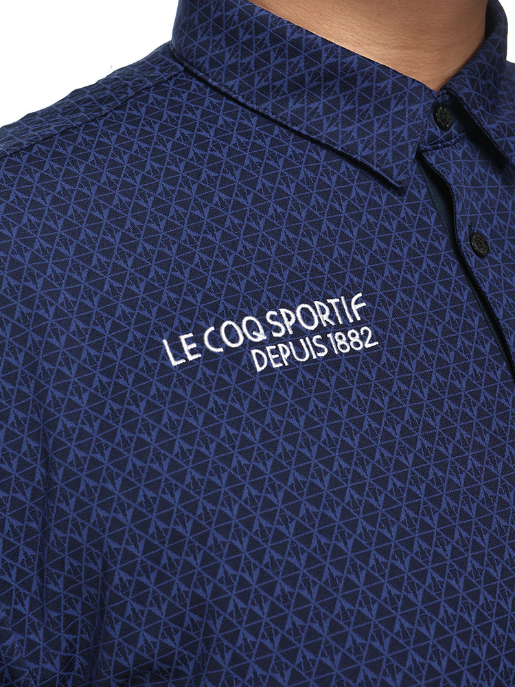 LE coq sportif (ルコックスポルティフ) LE coq GOLF ゴルフ特化型設計 ストレッチ 吸汗速乾 小柄ジャガード 半袖 ポロシャツ トップス 新品 ホワイト メンズ 5L