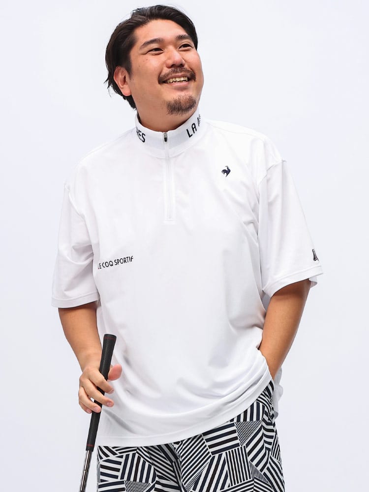 半袖 ポロシャツ le coq GOLF ストレッチ 高速DRY ハーフジップ スポーツ ゴルフ 大きいサイズ メンズ