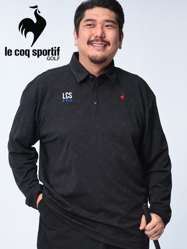 長袖 ポロシャツ ドライ ストレッチ ジャガード トップス ゴルフ スポーツ 大きいサイズ メンズ