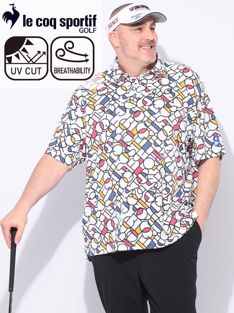 ストレッチ UVカット グラフィック 半袖 ポロシャツ 大きいサイズ メンズ