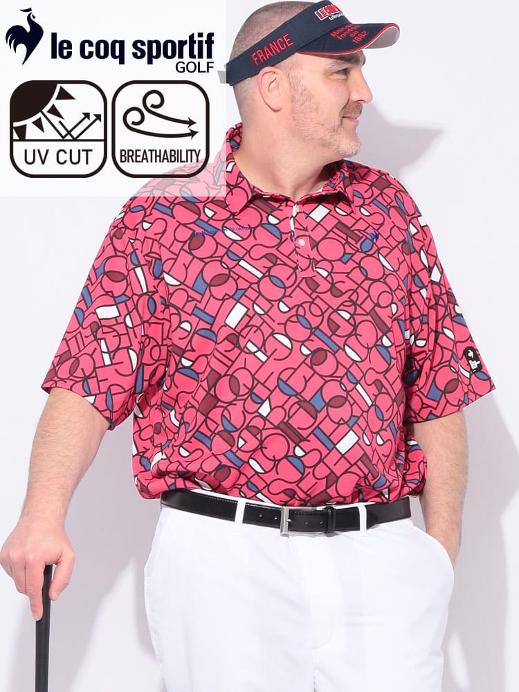 ストレッチ UVカット グラフィック 半袖 ポロシャツ 大きいサイズ メンズ