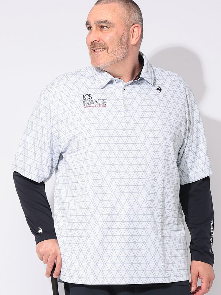 長袖インナー付き 半袖 ポロシャツ GOLF 吸汗速乾 ストレッチ UPF50+ トップス ゴルフ スポーツ トレーニング アンサンブル 大きいサイズ メンズ