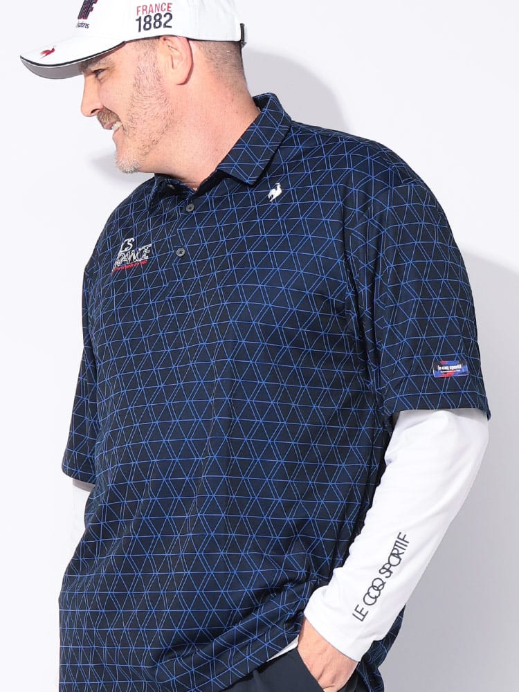 長袖インナー付き 半袖 ポロシャツ GOLF 吸汗速乾 ストレッチ UPF50+ トップス ゴルフ スポーツ トレーニング アンサンブル 大きいサイズ メンズ
