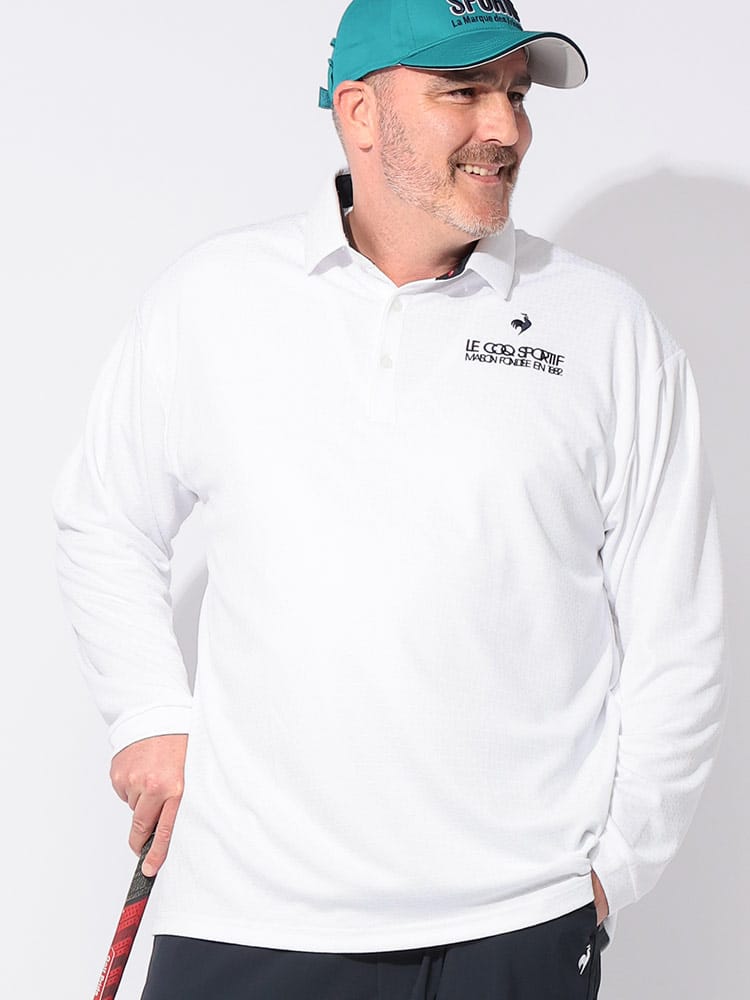 長袖 ポロシャツ GOLF 吸汗速乾 ストレッチ UPF50+ ジャガード トップス ゴルフ スポーツ トレーニング シャツ 大きいサイズ メンズ