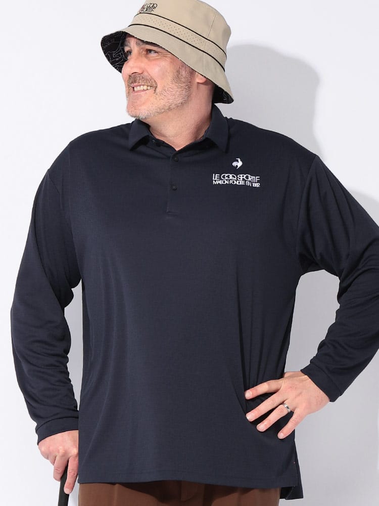 長袖 ポロシャツ GOLF 吸汗速乾 ストレッチ UPF50+ ジャガード トップス ゴルフ スポーツ トレーニング シャツ 大きいサイズ メンズ