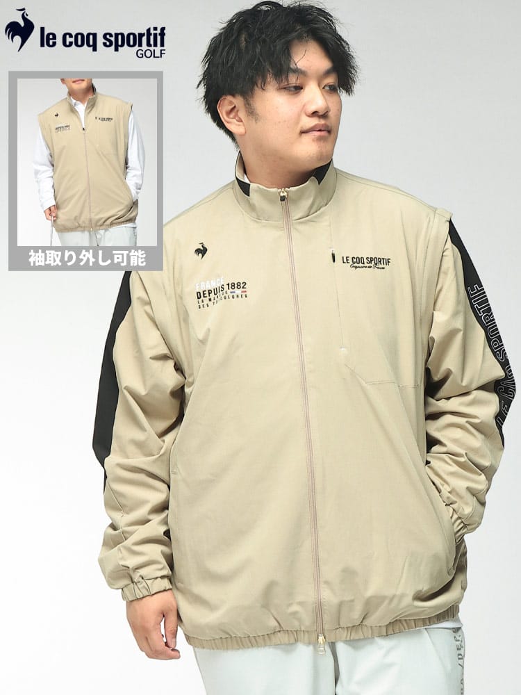 ジャケット メンズ 大きいサイズ le coq GOLF マーキング切替 2WAY 袖着脱 ブルゾン アウター  ゴルフ スポーツ カジュアル デイリー ストレッチ 発熱保温 UPF50 秋 冬
