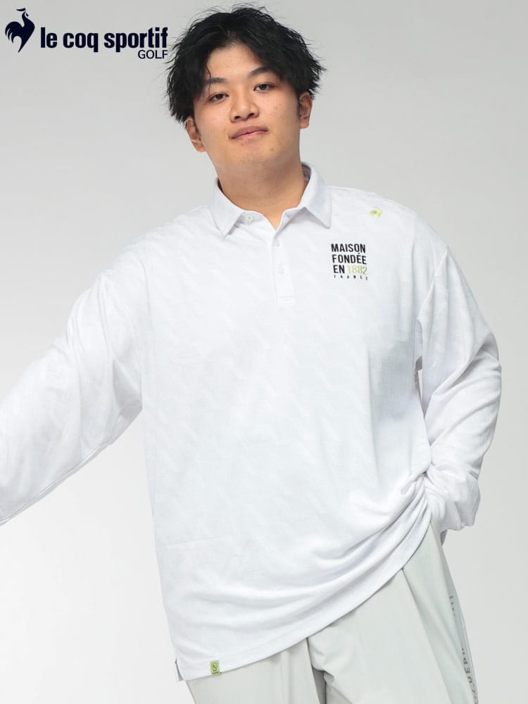 ポロシャツ 長袖 メンズ 大きいサイズ le coq GOLF ランダムジャカード ストレッチ 長袖シャツ トップス ゴルフ スポーツ カジュアル デイリー 吸汗 UPF50 秋 冬